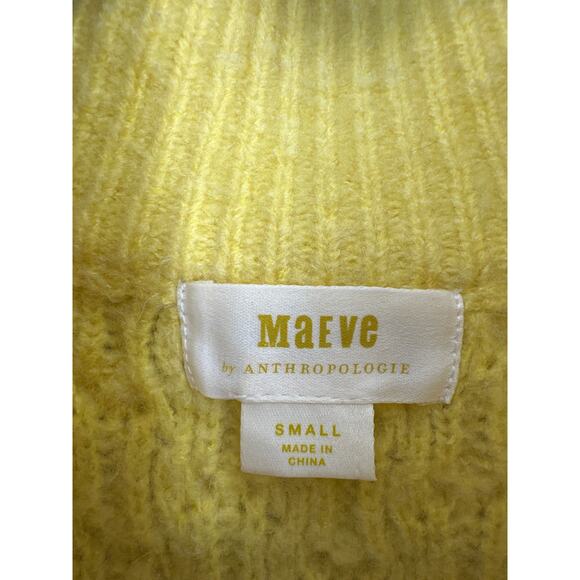 Maeve Anthropologie Sweater Womens Small Yellow Cardigan Buttercup Textured Zip - Picture 2 of 7